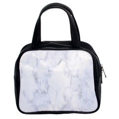 Marble Texture White Pattern Classic Handbags (2 Sides)