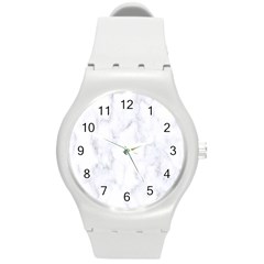 Marble Texture White Pattern Round Plastic Sport Watch (M)