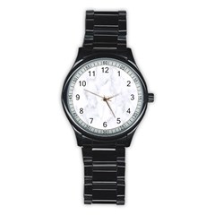 Marble Texture White Pattern Stainless Steel Round Watch