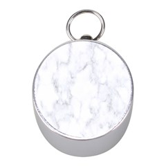 Marble Texture White Pattern Mini Silver Compasses