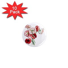 Flowers Poppies Poppy Vintage 1  Mini Magnet (10 Pack)  by Celenk