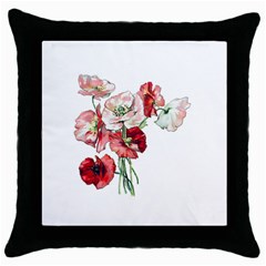 Flowers Poppies Poppy Vintage Throw Pillow Case (black) by Celenk