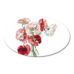 Flowers Poppies Poppy Vintage Oval Magnet by Celenk