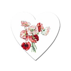 Flowers Poppies Poppy Vintage Heart Magnet by Celenk