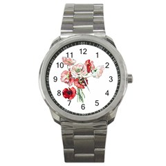 Flowers Poppies Poppy Vintage Sport Metal Watch