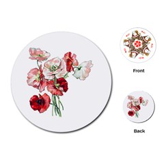 Flowers Poppies Poppy Vintage Playing Cards (round)  by Celenk