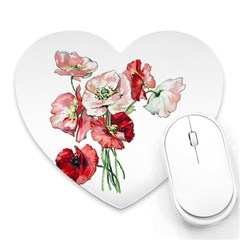 Flowers Poppies Poppy Vintage Heart Mousepads by Celenk