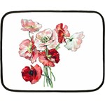 Flowers Poppies Poppy Vintage Fleece Blanket (Mini) 35 x27  Blanket