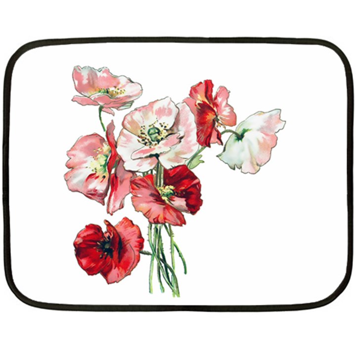 Flowers Poppies Poppy Vintage Fleece Blanket (Mini)