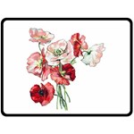 Flowers Poppies Poppy Vintage Fleece Blanket (Large)  80 x60  Blanket Front