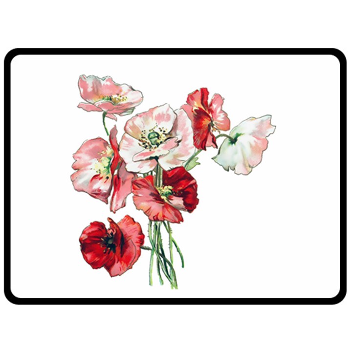 Flowers Poppies Poppy Vintage Fleece Blanket (Large) 