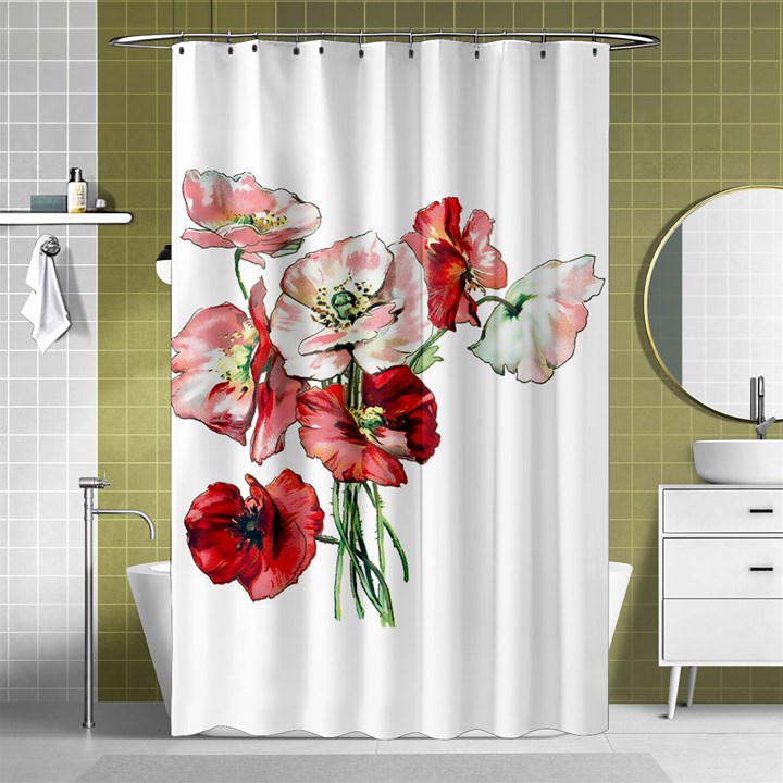 Flowers Poppies Poppy Vintage Shower Curtain 48  x 72  (Small) 