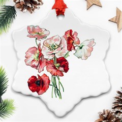 Flowers Poppies Poppy Vintage Snowflake Ornament (two Sides) by Celenk