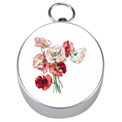 Flowers Poppies Poppy Vintage Silver Compasses by Celenk