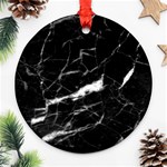 Black Texture Background Stone Ornament (Round) Front