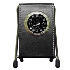 Black Texture Background Stone Pen Holder Desk Clocks by Celenk