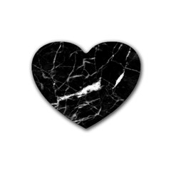 Black Texture Background Stone Rubber Coaster (heart) 