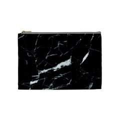 Black Texture Background Stone Cosmetic Bag (medium)  by Celenk