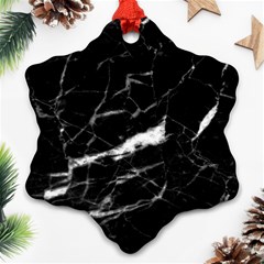 Black Texture Background Stone Ornament (snowflake) by Celenk