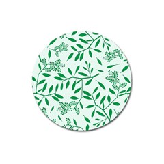 Leaves Foliage Green Wallpaper Magnet 3  (round) by Celenk