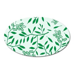 Leaves Foliage Green Wallpaper Oval Magnet by Celenk