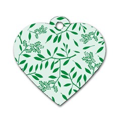 Leaves Foliage Green Wallpaper Dog Tag Heart (one Side) by Celenk