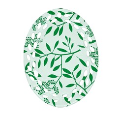 Leaves Foliage Green Wallpaper Ornament (oval Filigree) by Celenk