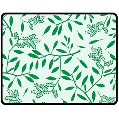 Leaves Foliage Green Wallpaper Double Sided Fleece Blanket (medium)  by Celenk