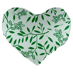 Leaves Foliage Green Wallpaper Large 19  Premium Flano Heart Shape Cushions by Celenk