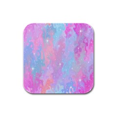 Space Psychedelic Colorful Color Rubber Square Coaster (4 Pack)  by Celenk