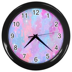 Space Psychedelic Colorful Color Wall Clocks (black) by Celenk