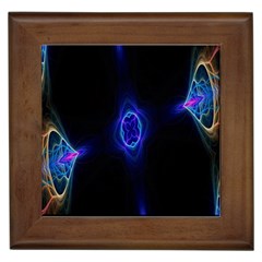 Lightning Kaleidoscope Art Pattern Framed Tiles by Celenk