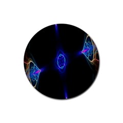 Lightning Kaleidoscope Art Pattern Rubber Coaster (round)  by Celenk