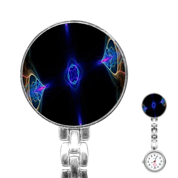 Lightning Kaleidoscope Art Pattern Stainless Steel Nurses Watch