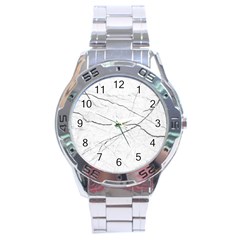 White Background Pattern Tile Stainless Steel Analogue Watch by Celenk