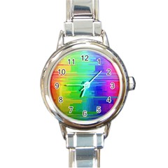 Colors Rainbow Chakras Style Round Italian Charm Watch by Celenk