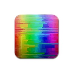 Colors Rainbow Chakras Style Rubber Square Coaster (4 Pack)  by Celenk