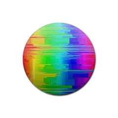 Colors Rainbow Chakras Style Rubber Round Coaster (4 Pack)  by Celenk