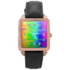 Colors Rainbow Chakras Style Rose Gold Leather Watch  by Celenk