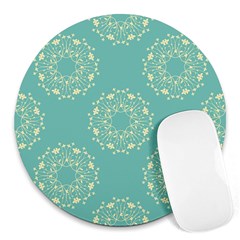 Floral Vintage Royal Frame Pattern Round Mousepads by Celenk