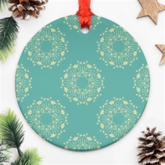 Floral Vintage Royal Frame Pattern Ornament (round) by Celenk