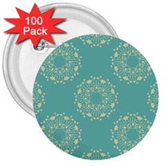 Floral Vintage Royal Frame Pattern 3  Buttons (100 Pack)  by Celenk