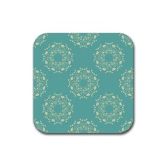 Floral Vintage Royal Frame Pattern Rubber Coaster (square)  by Celenk