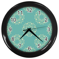 Floral Vintage Royal Frame Pattern Wall Clocks (black) by Celenk