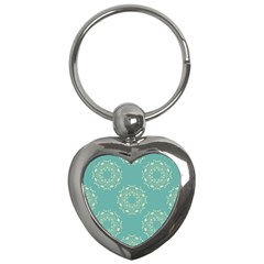 Floral Vintage Royal Frame Pattern Key Chains (heart)  by Celenk