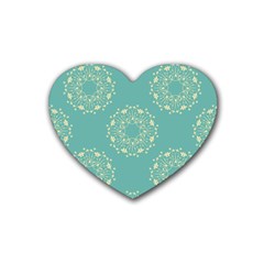 Floral Vintage Royal Frame Pattern Rubber Coaster (heart)  by Celenk