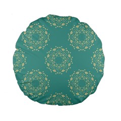 Floral Vintage Royal Frame Pattern Standard 15  Premium Flano Round Cushions by Celenk