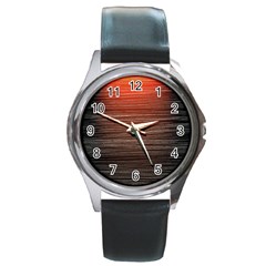 Background Red Orange Modern Round Metal Watch by Celenk