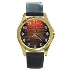 Background Red Orange Modern Round Gold Metal Watch by Celenk