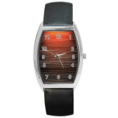 Background Red Orange Modern Barrel Style Metal Watch by Celenk